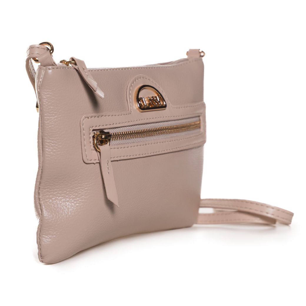 Bolsa crossbody mini creme em couro com detalhes sofisticados e design compacto