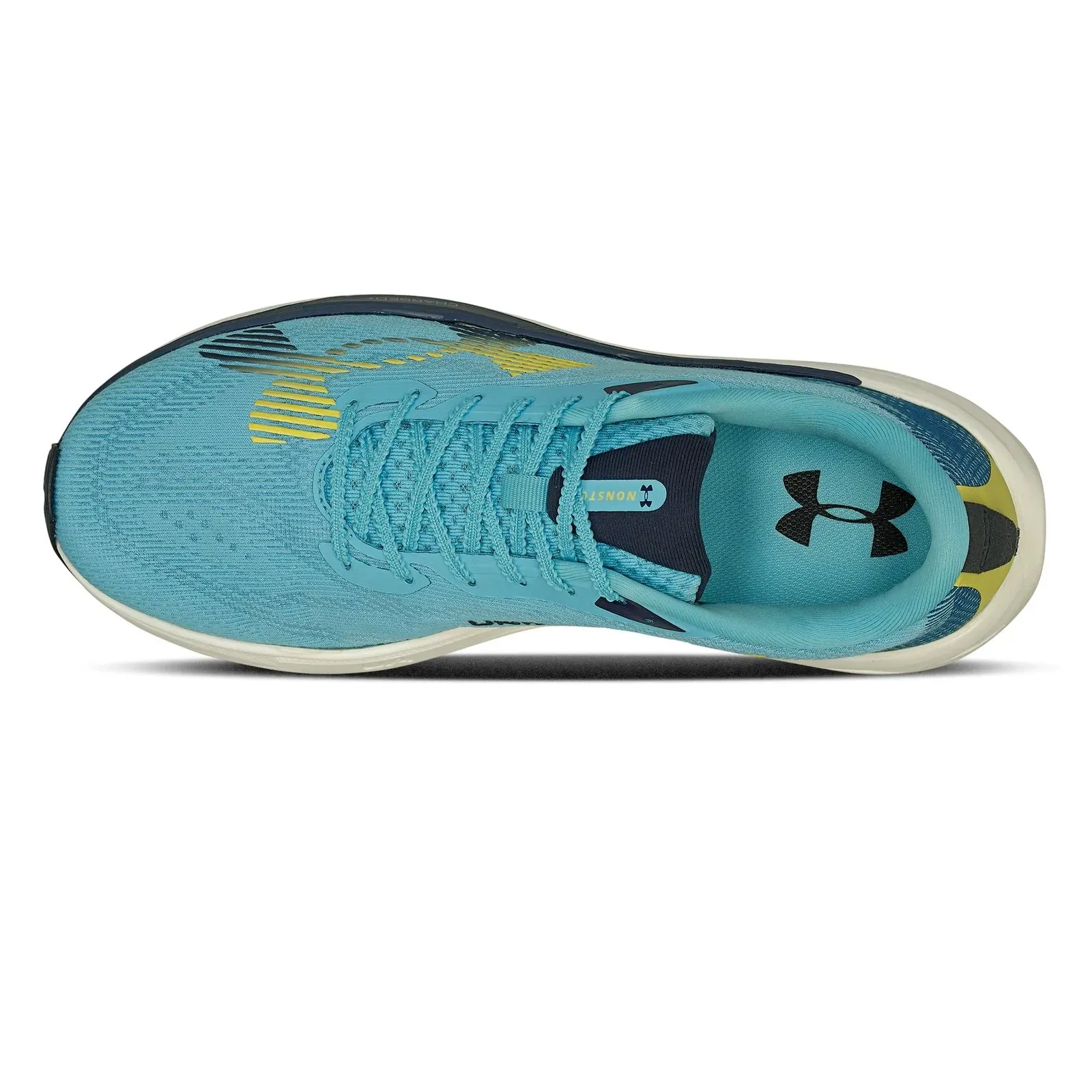 Tênis Under Armour Velociti Elite 3 Azul em ângulo lateral destacando design esportivo e logotipo