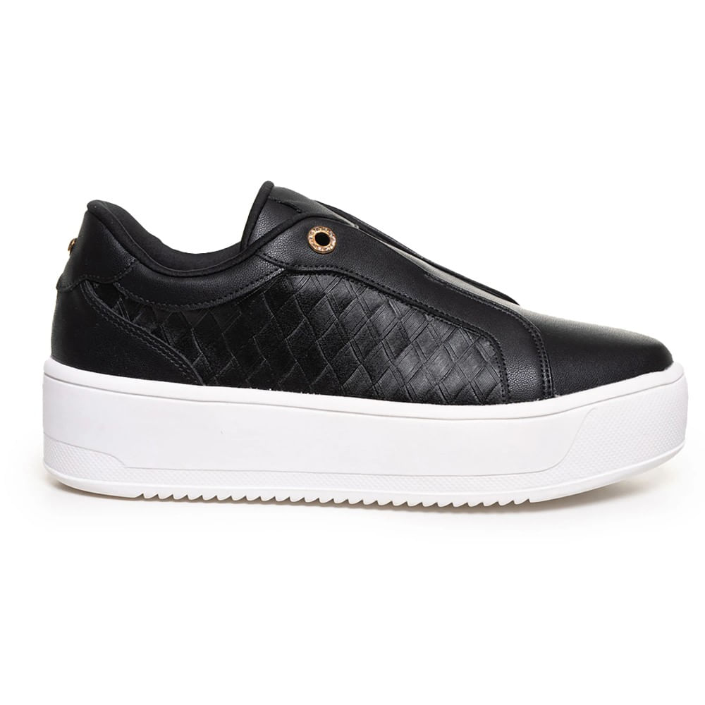 Tênis Bebecê Slip On Plataforma Feminino Preto