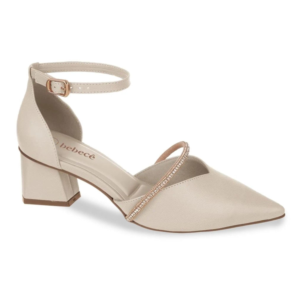 Scarpin Bebecê Salto Bloco Feminino Creme