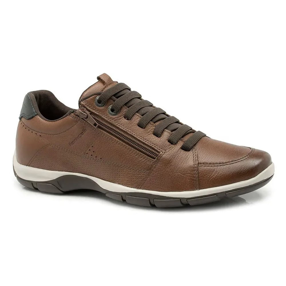 Sapatênis Ferricelli Masculino Couro Whisky