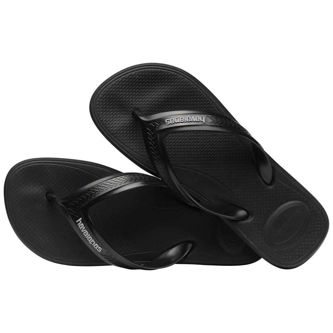 Detalhe da sola do chinelo Havaianas Top Max Comfort preto