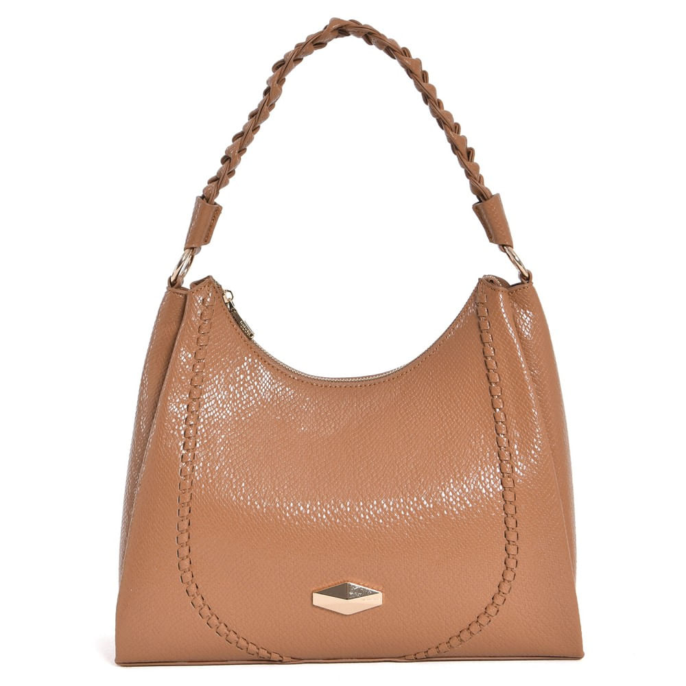 Bolsa Via Marte Hobo Feminina Caramelo