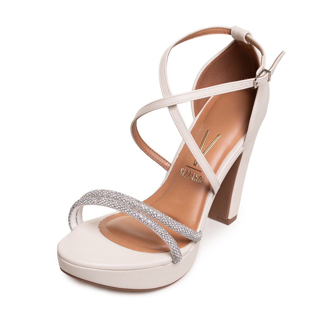 Sandália Feminina Meia Pata Salto Grosso Vizzano Branca Paquetá