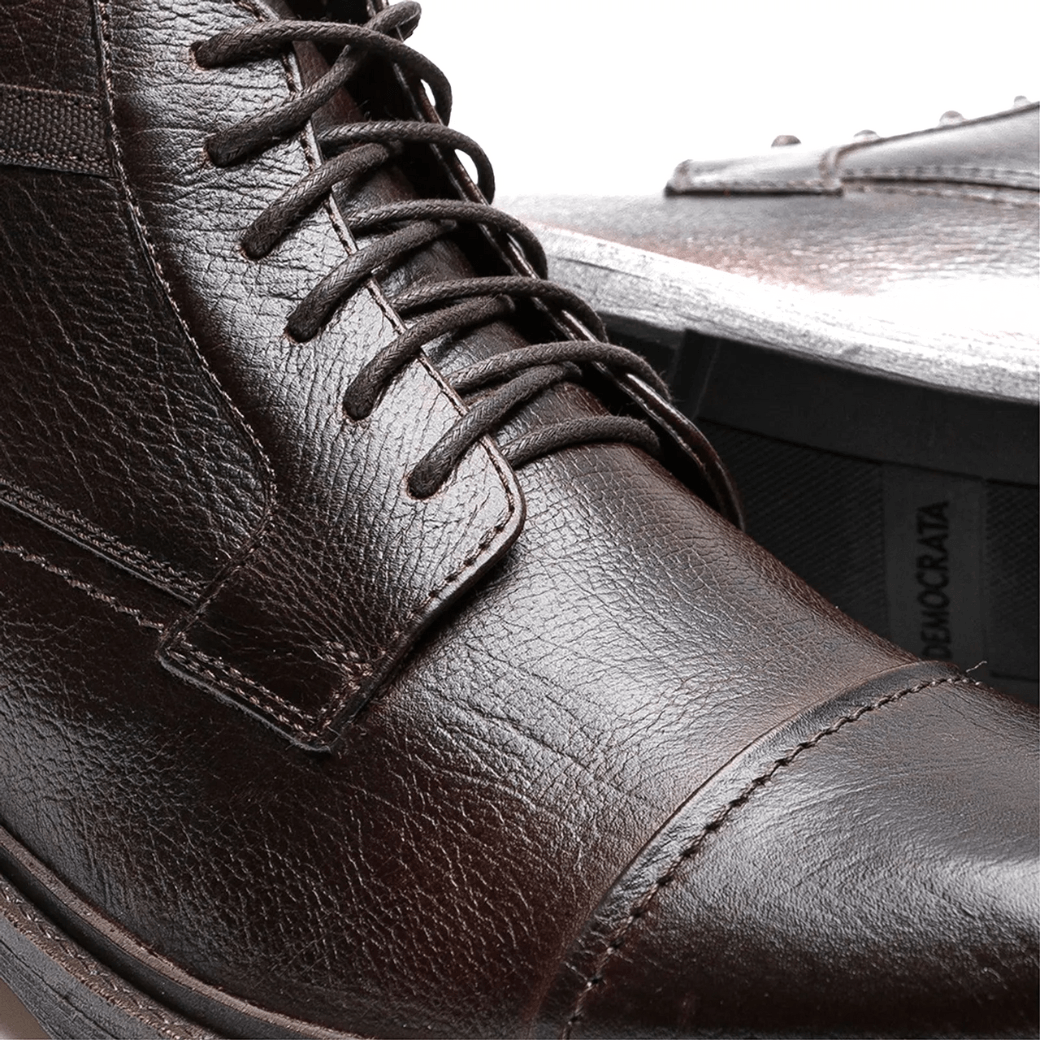 Bota Masculina Cano Médio Couro Democrata Marrom Paquetá