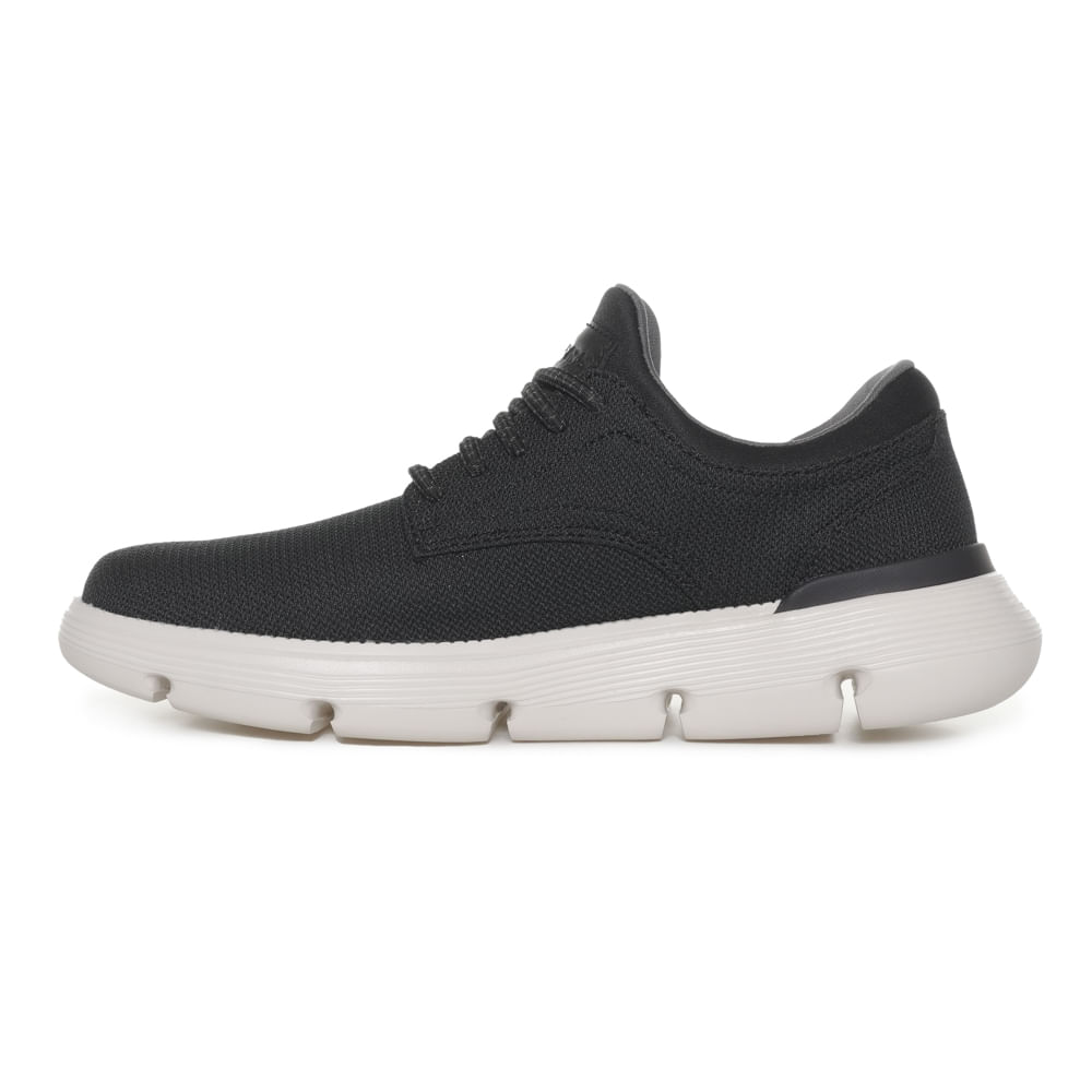 Tênis Skechers Garza Reardon masculino preto vista lateral esquerda destacando entressola texturizada