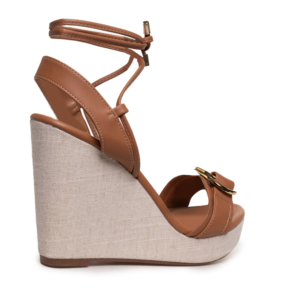 Sandália Anabela Marrom Vizzano Feminina Salto Alto Confortável