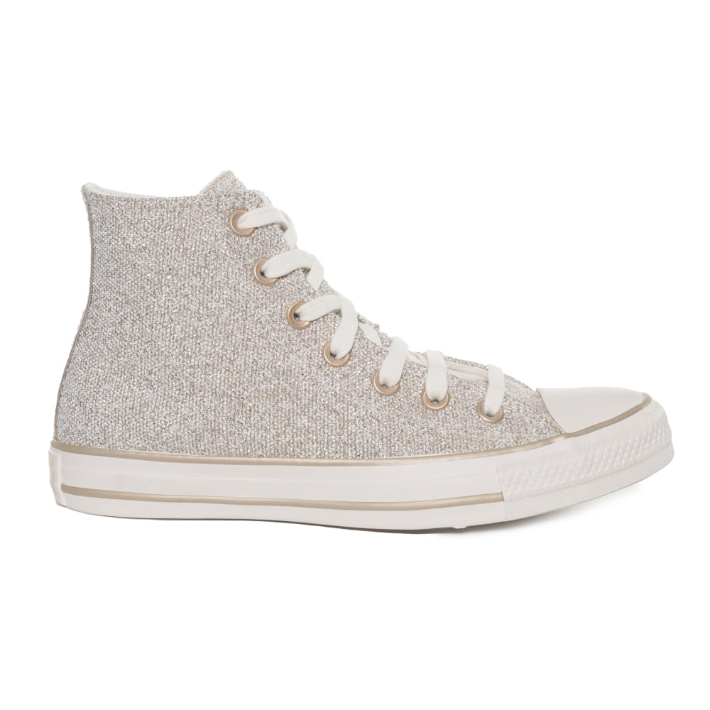 Tênis Converse Chuck Taylor All Star Hi Pretty Patina Ouro vista lateral em fundo branco