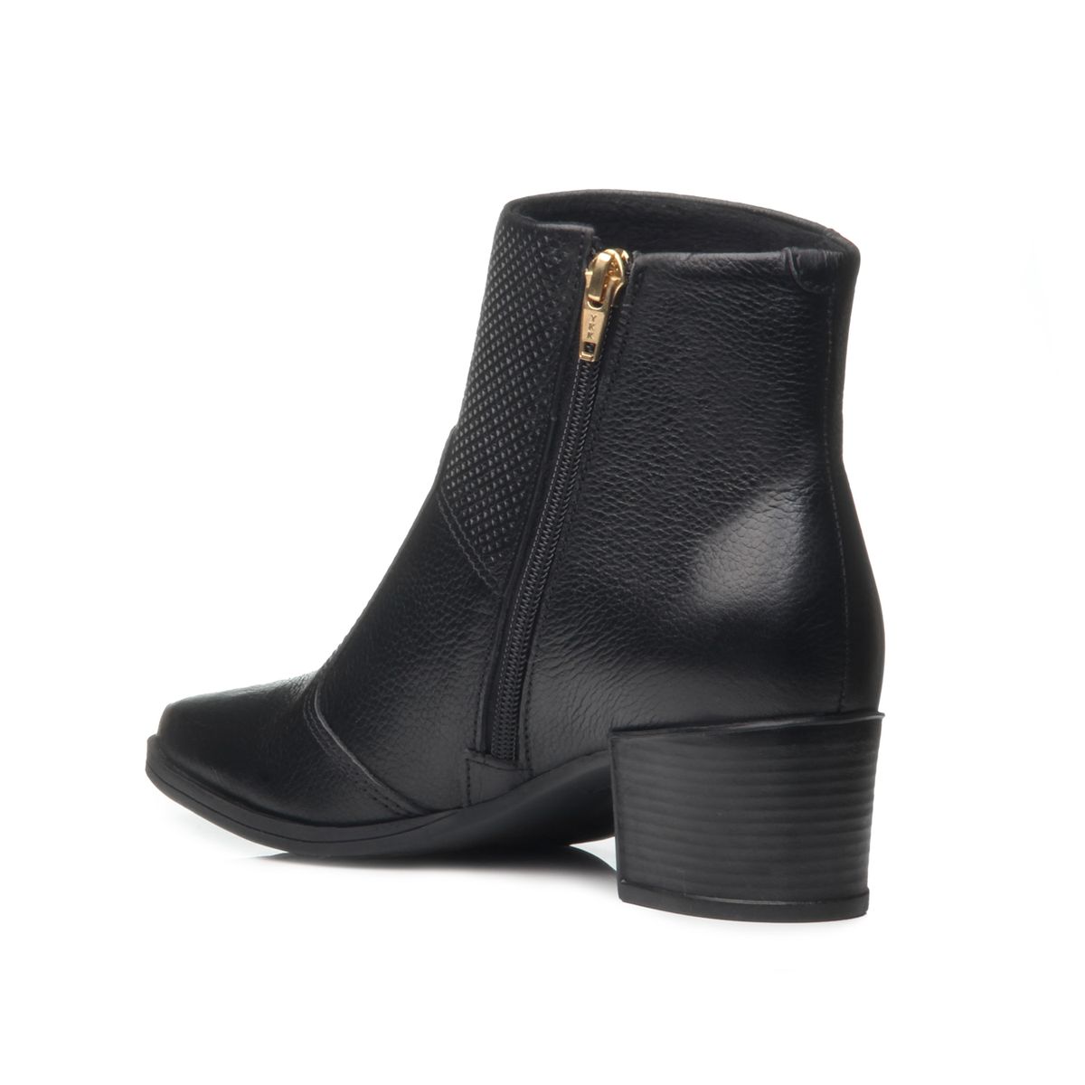 Vista lateral esquerda da bota feminina Pegada com zíper dourado