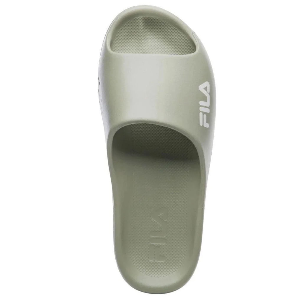 Chinelo Fila Drifter Foam Masculino Cinza Abadia visto lateral com destaque para o solado