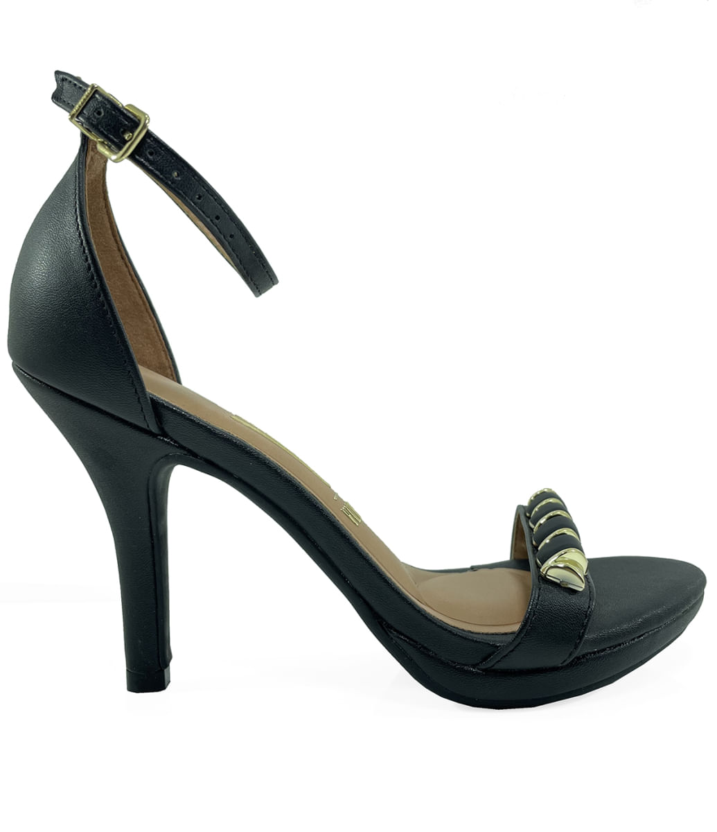 Meia Pata Sandália Vizzano Salto Fino Preta Sandália Vizzano Meia