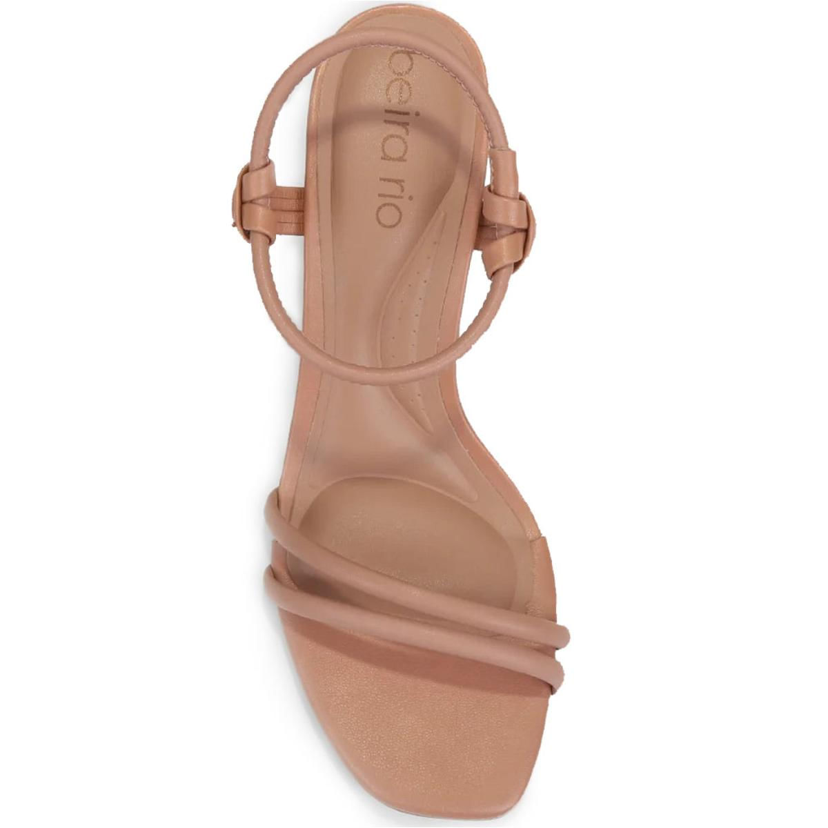 Sandália Beira Rio Tiras Bicolor Salto Grosso Feminina Bege Paquetá