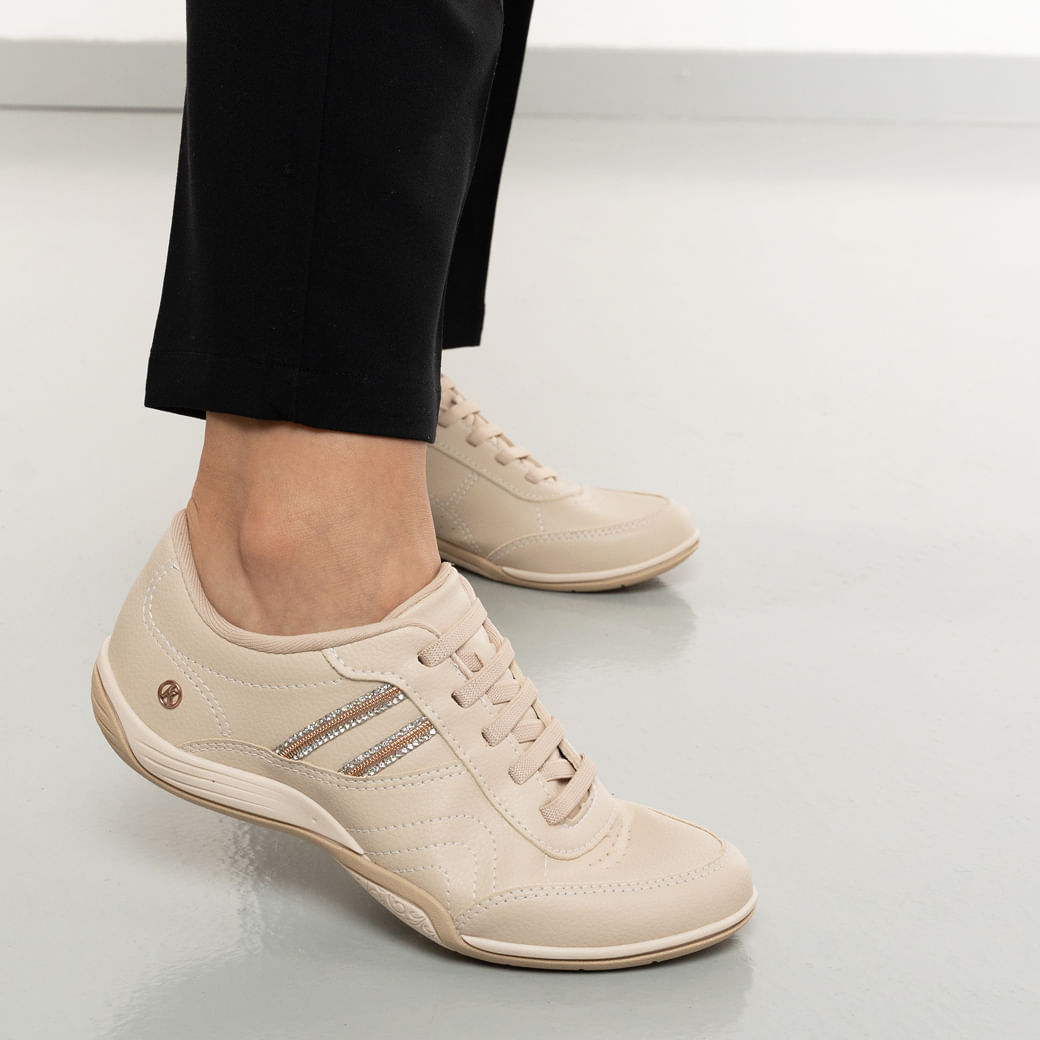 Tênis Casual Kolosh Century Feminino Tule Bege Oscar
