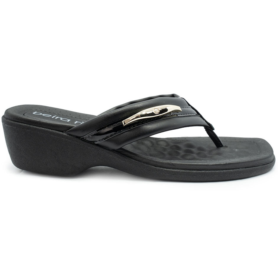 Tamanco Anabela Beira Rio Feminino Preto Confortável Paquetá