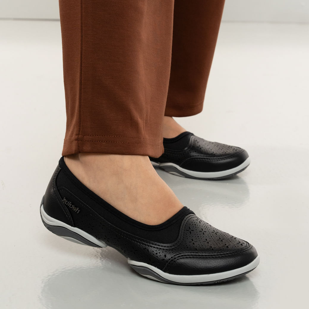 Tênis Kolosh Sapatilha Feminino Preto Confortável e Estiloso Oscar