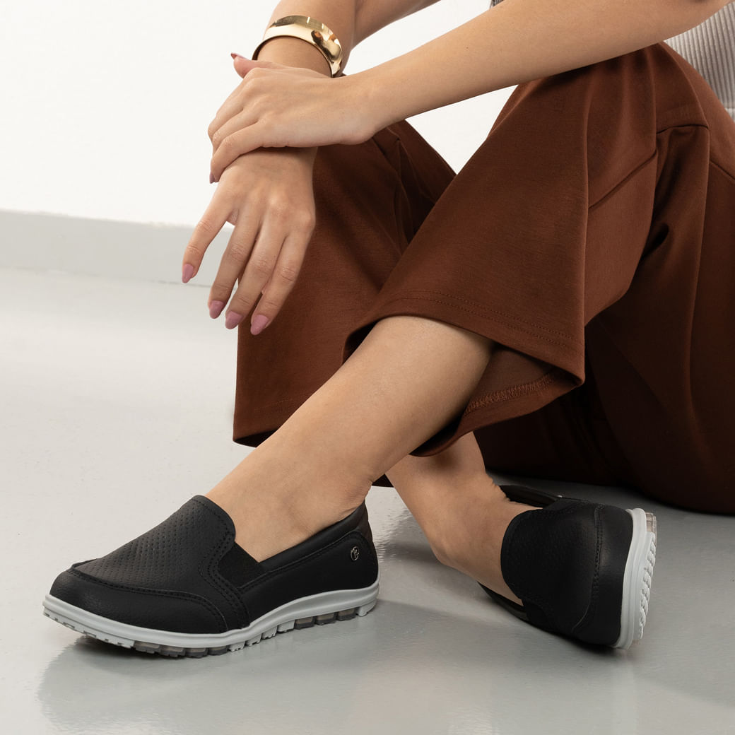 Tênis Kolosh Century Feminino Preto Confortável e Casual Paquetá