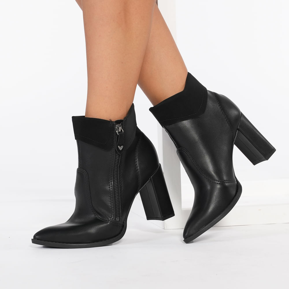 Bota Cano Curto Mississipi Feminina Preta Salto Grosso Oscar