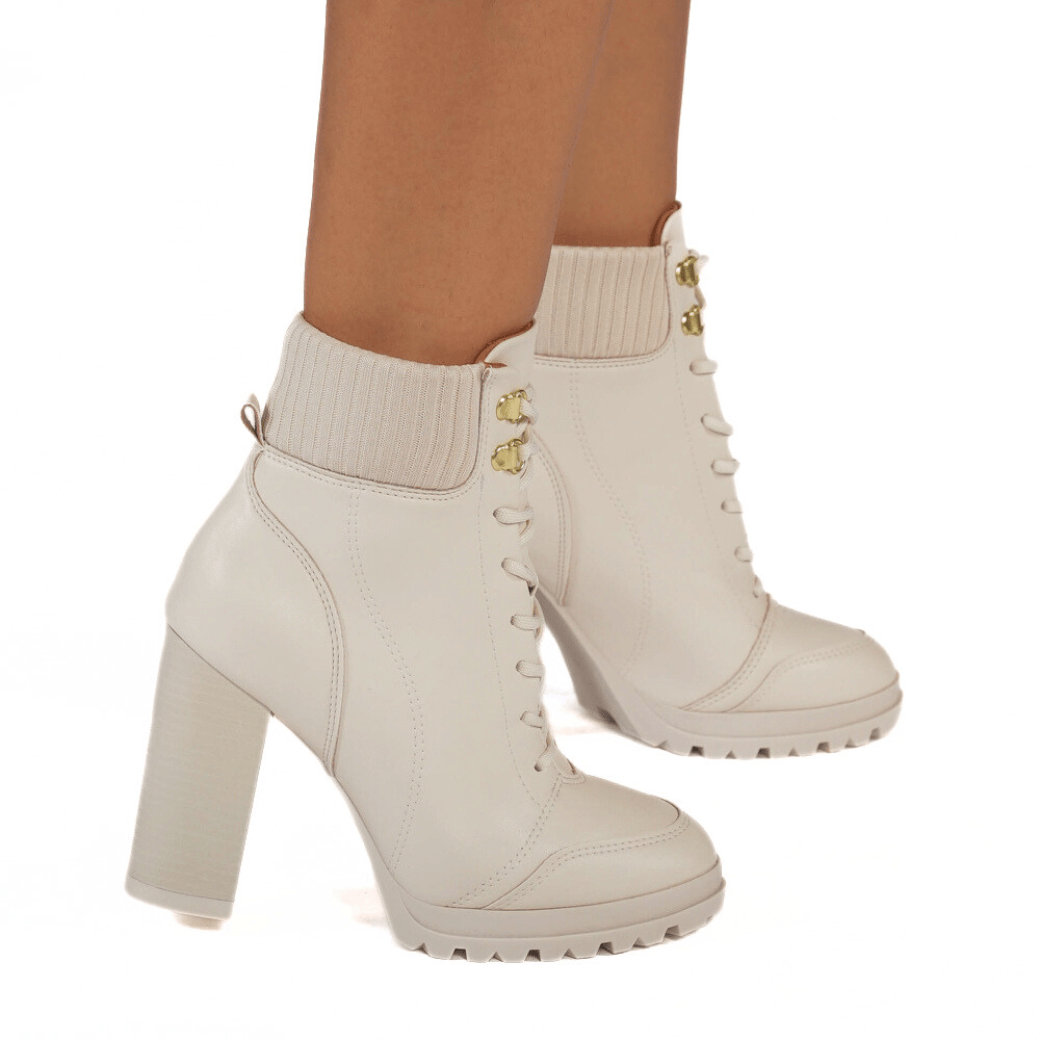 Bota Vizzano Cortuno Salto Grosso Feminino Off White Oscar