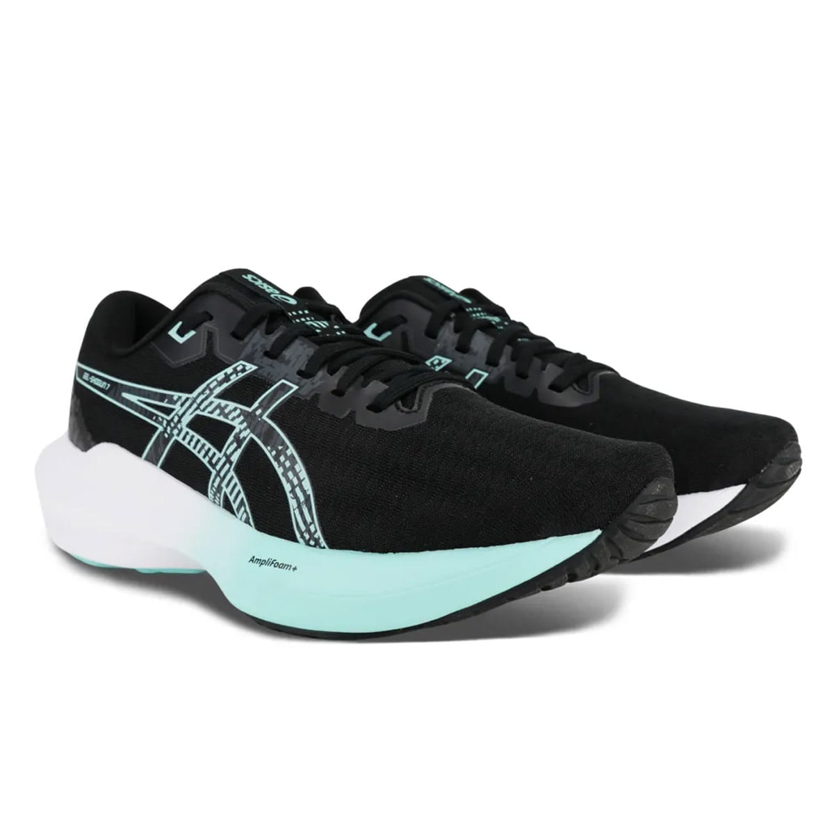 Tênis Asics Gel Shogun 7 feminino preto em ângulo frontal direito