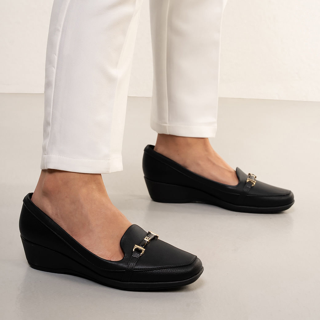 Sapato Mocassim Preto Piccadilly Feminina Confortável Paquetá