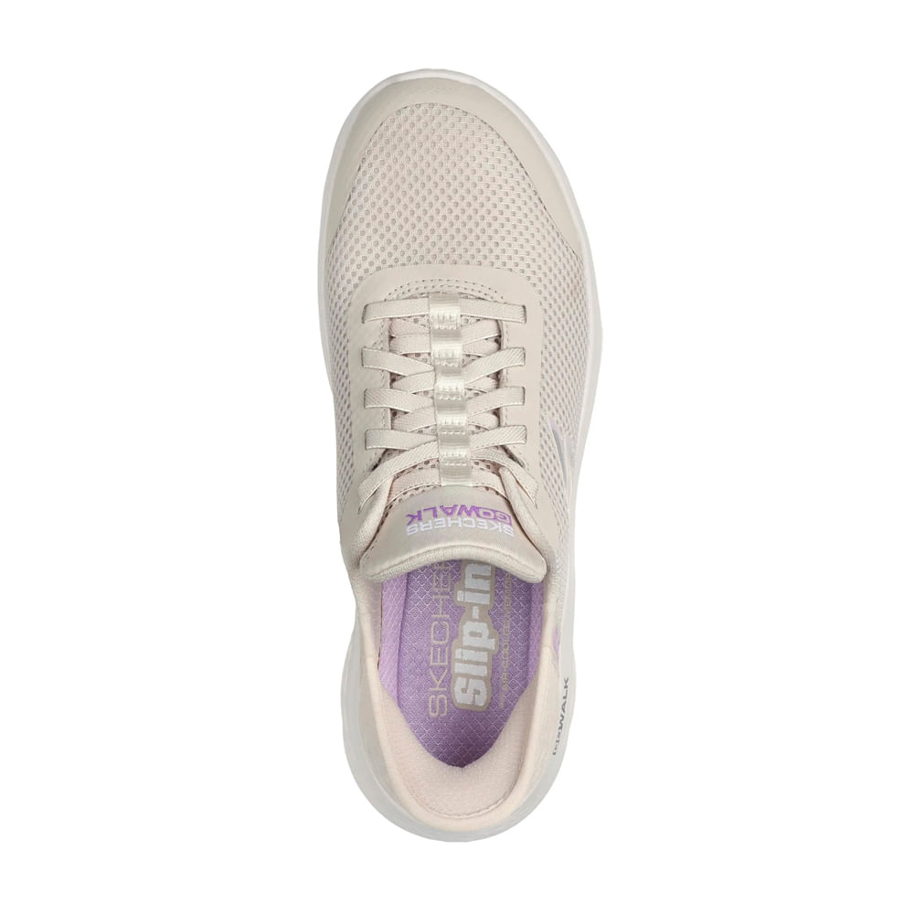 Vista superior tênis Skechers Go Walk Flex feminino branco com cadarço elástico