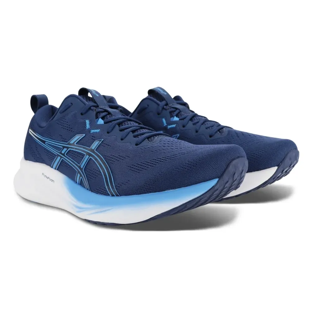 Par de tênis Asics Gel-Pulse 16 Se masculino azul em perspectiva frontal e lateral