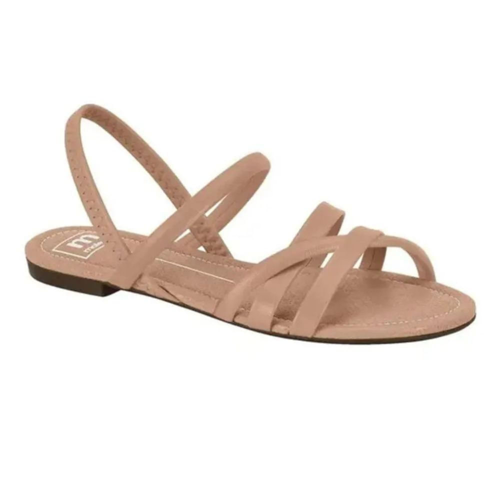 Sandália feminina Moleca nude vista lateral para ajuste e conforto