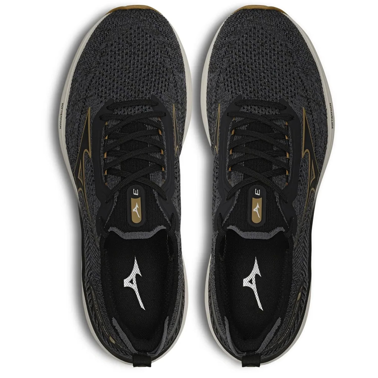 Tênis Mizuno Cool Ride 3 masculino preto vista superior mostrando cabedal respirável e cadarços.