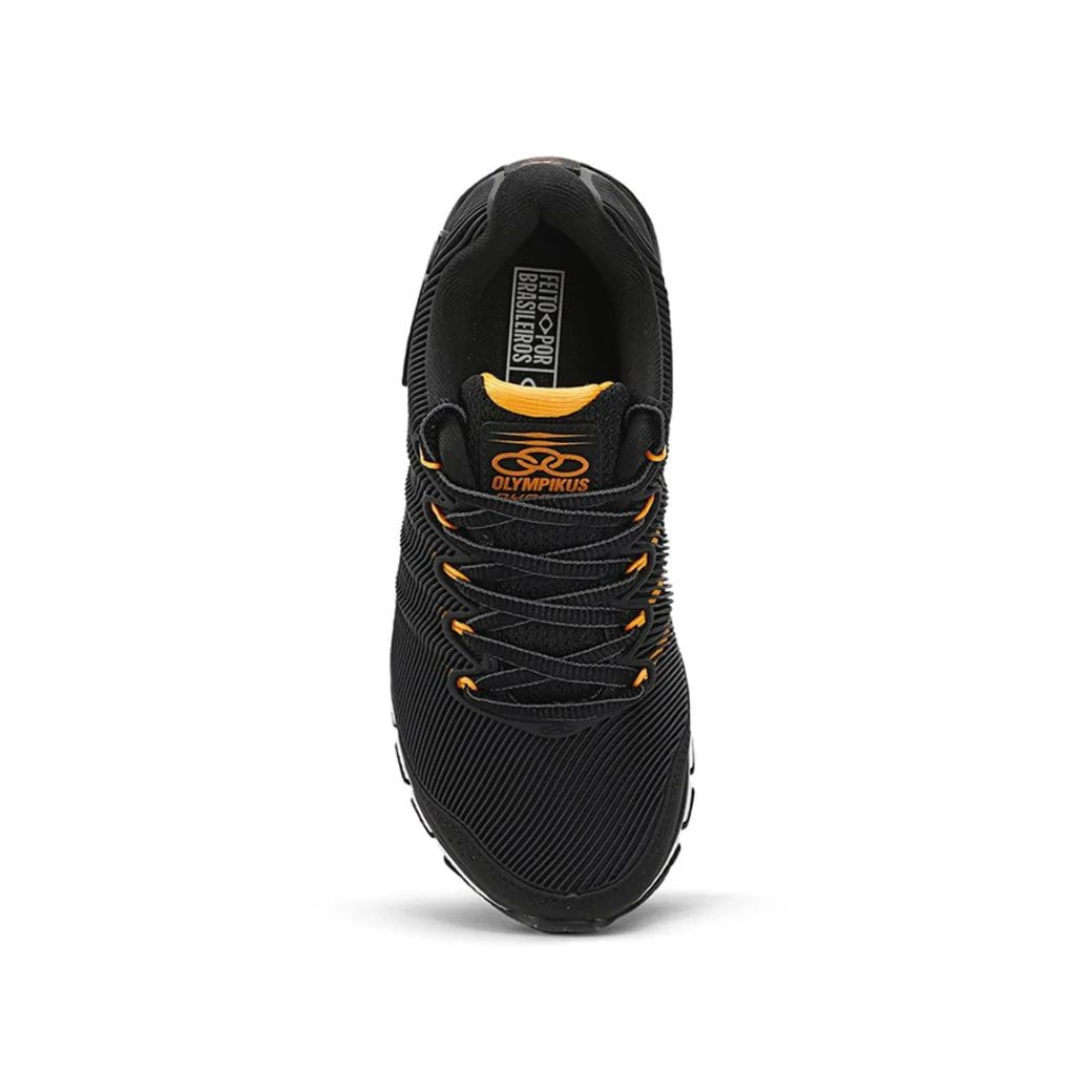 Tênis Olympikus Dynamic Juvenil Preto vista superior com interior acolchoado laranja