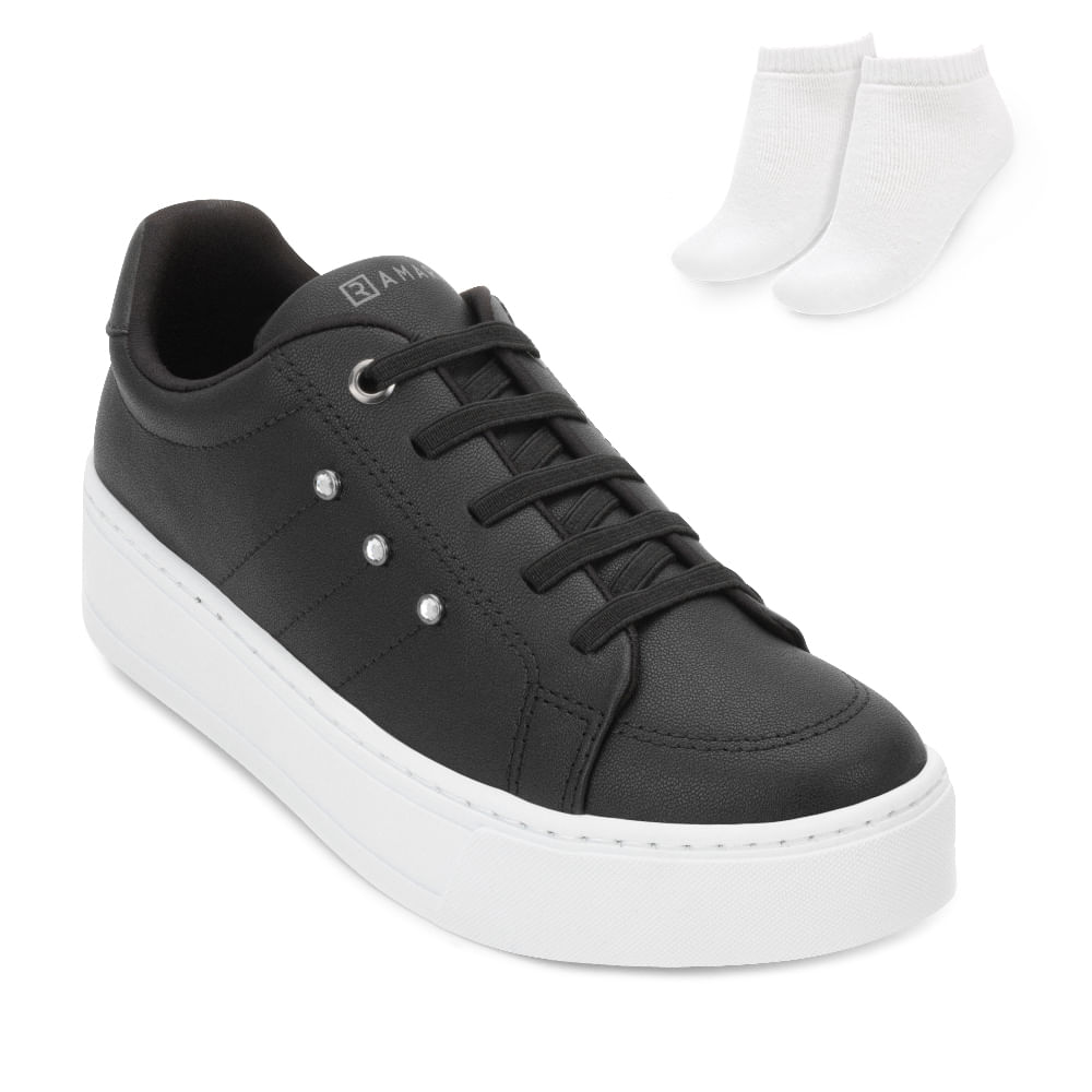 TΓͺnis Casual Ramarim e Meia Feminino Preto Oscar
