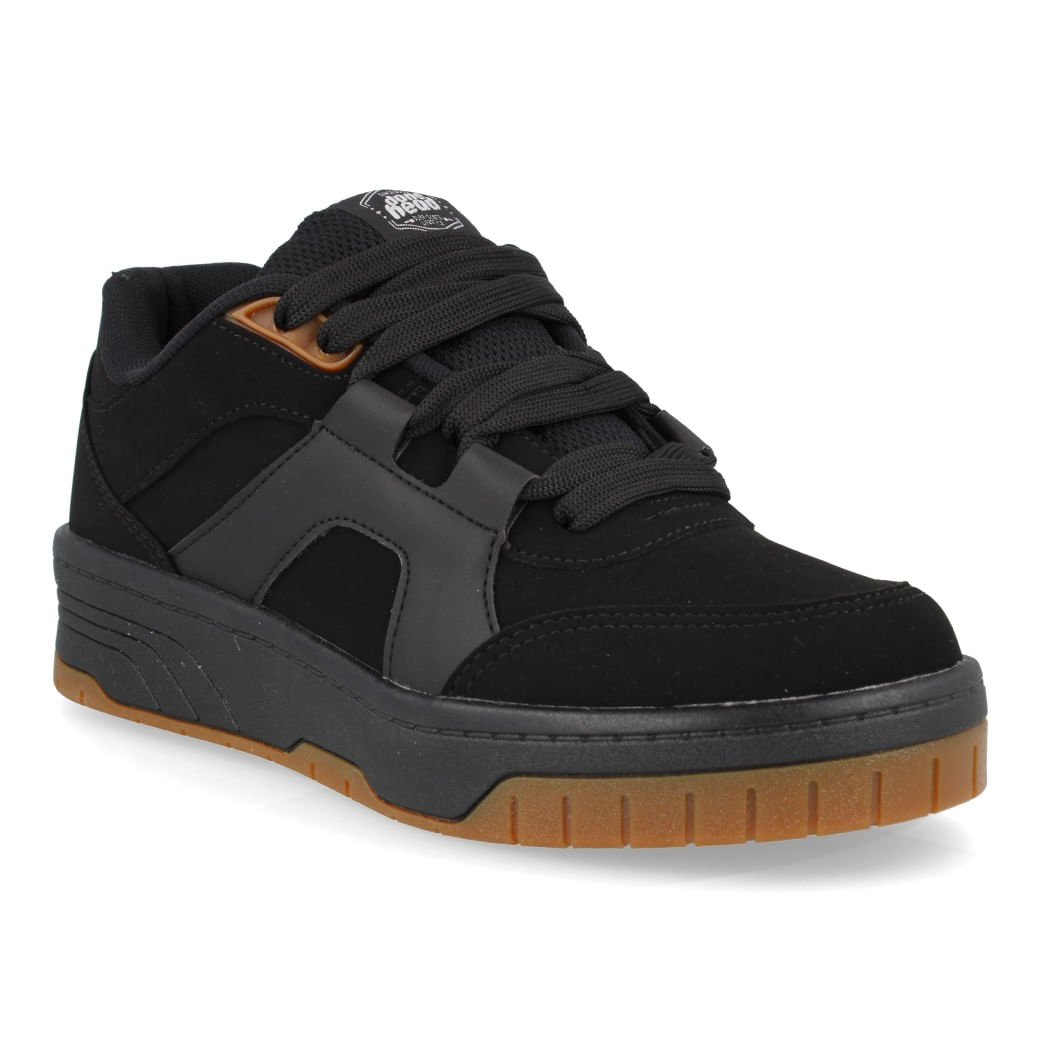 Tênis Done Head casual masculino preto vista 3/4 frontal