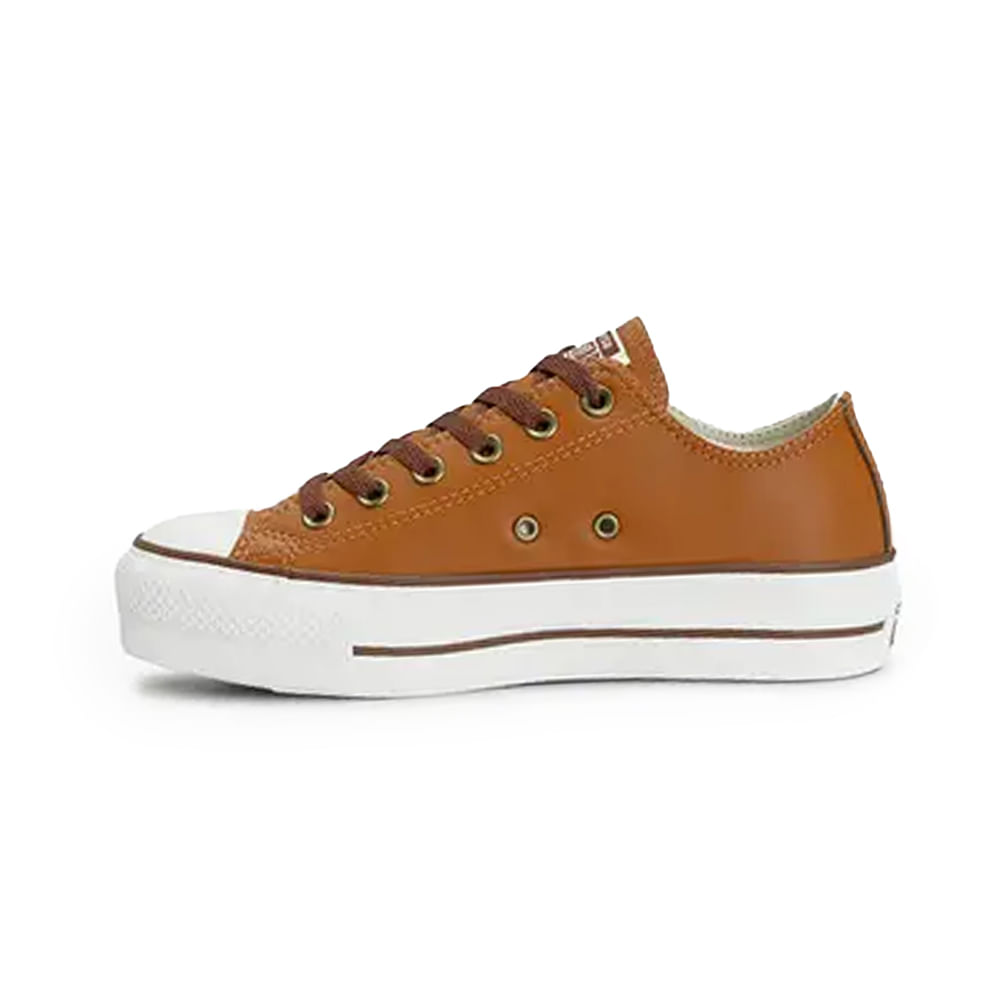 Tênis Chuck Taylor All Star Lift marrom vista lateral destacando solado plataforma