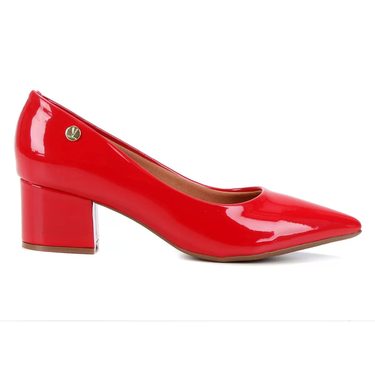 Scarpin Vizzano Salto Grosso Bico Fino Feminino Vermelho Paquetá