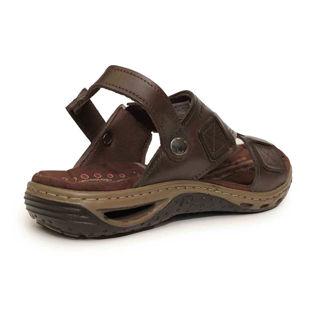 Sandalia-Masculina-Fechada-Couro-Tiras-Pegada-Marrom
