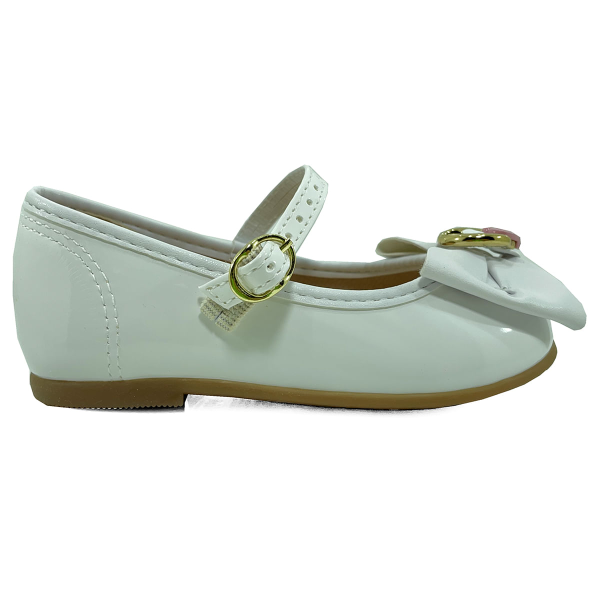 Sapatilha Bebê Molekinha Boneca Laço Fivela Branco Paquetá