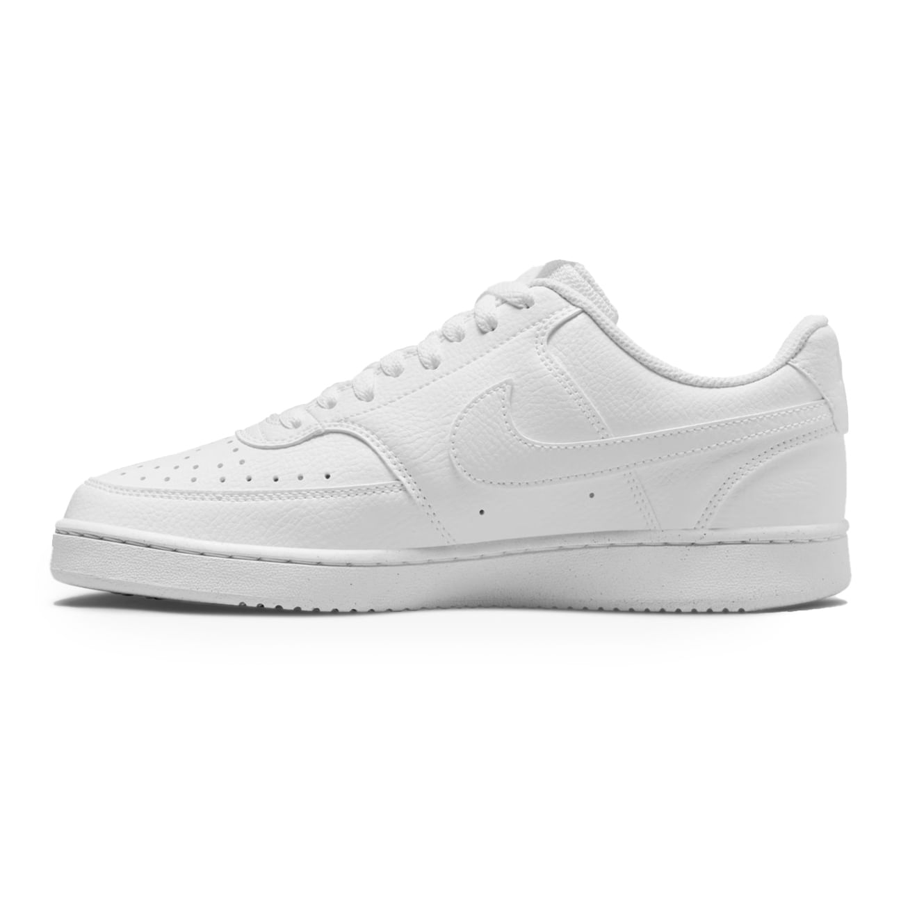 Tênis Nike Court Vision Low Next Nature Feminino Branco em fundo branco, vista lateral