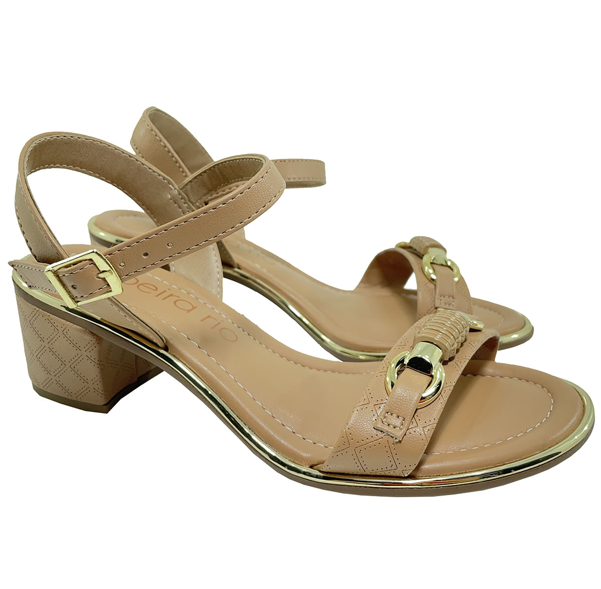 Sandália Salto Bloco Beira Rio Feminina Bege Oscar