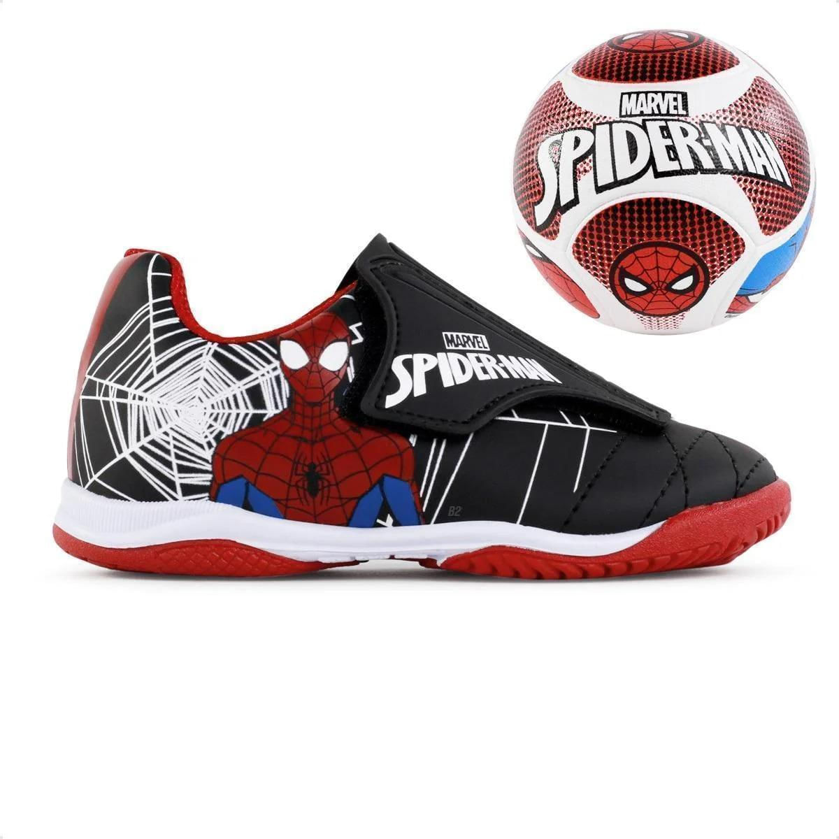 Kit Chuteira Bola Infantil Futsal Dray Marvel Homem Aranha Oscar
