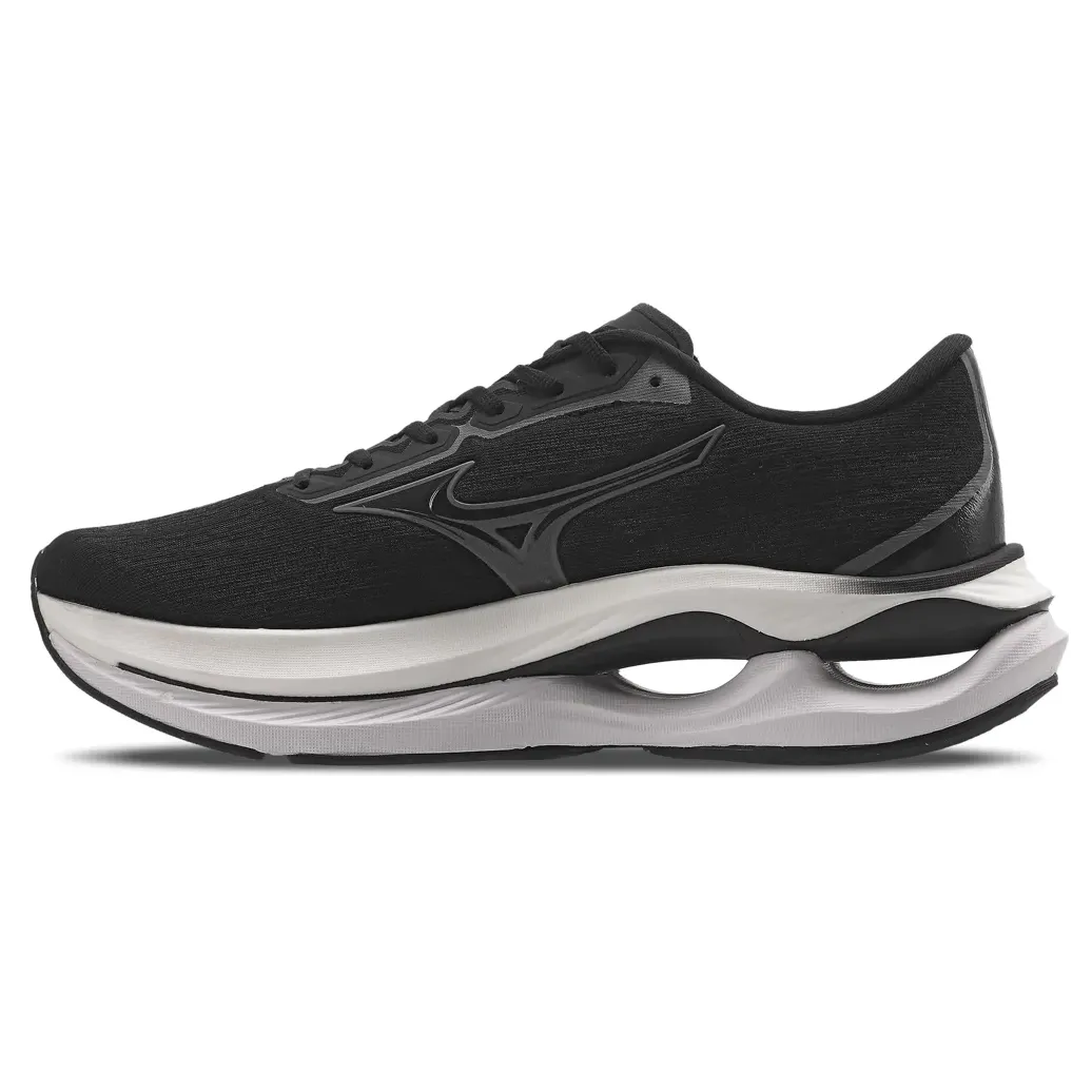 Tênis Mizuno Wave Creation 26 Preto Masculino vista lateral destacando o logo Mizuno