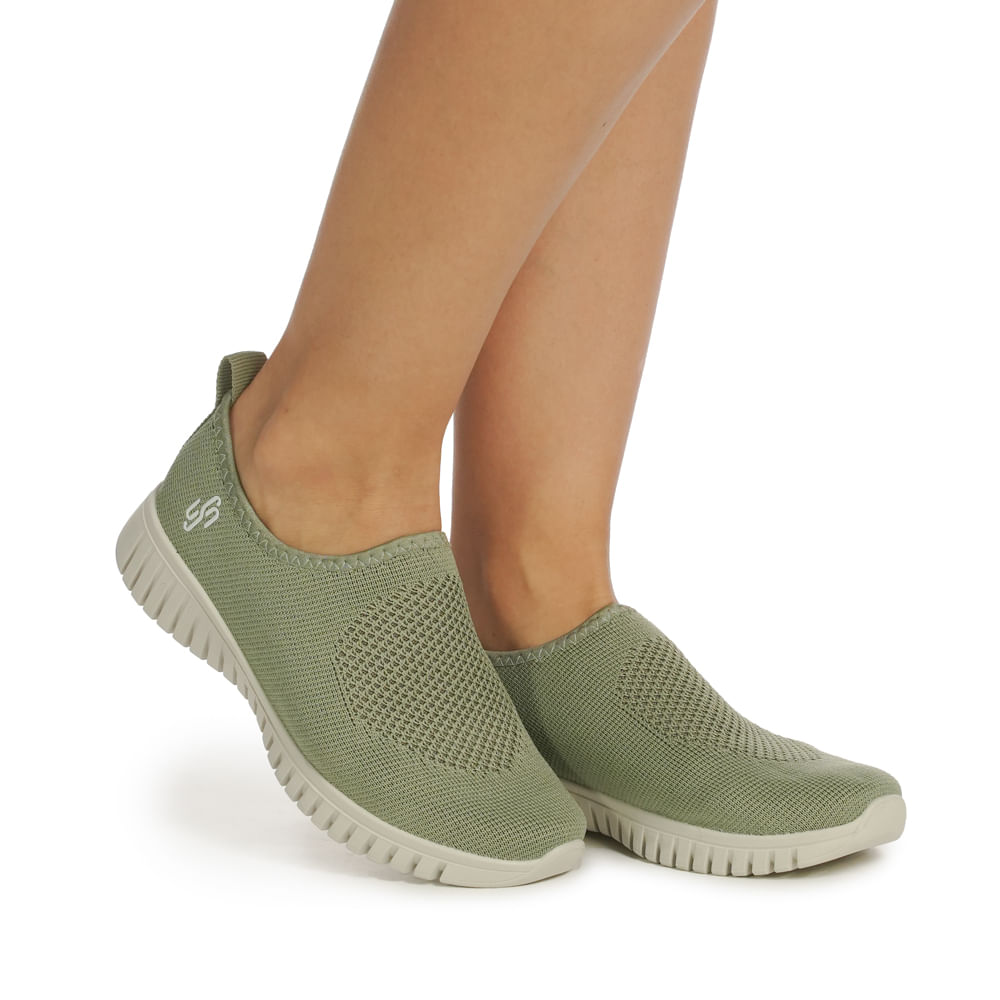 Tênis Usaflex Slip On Feminino Verde Confortável Oscar