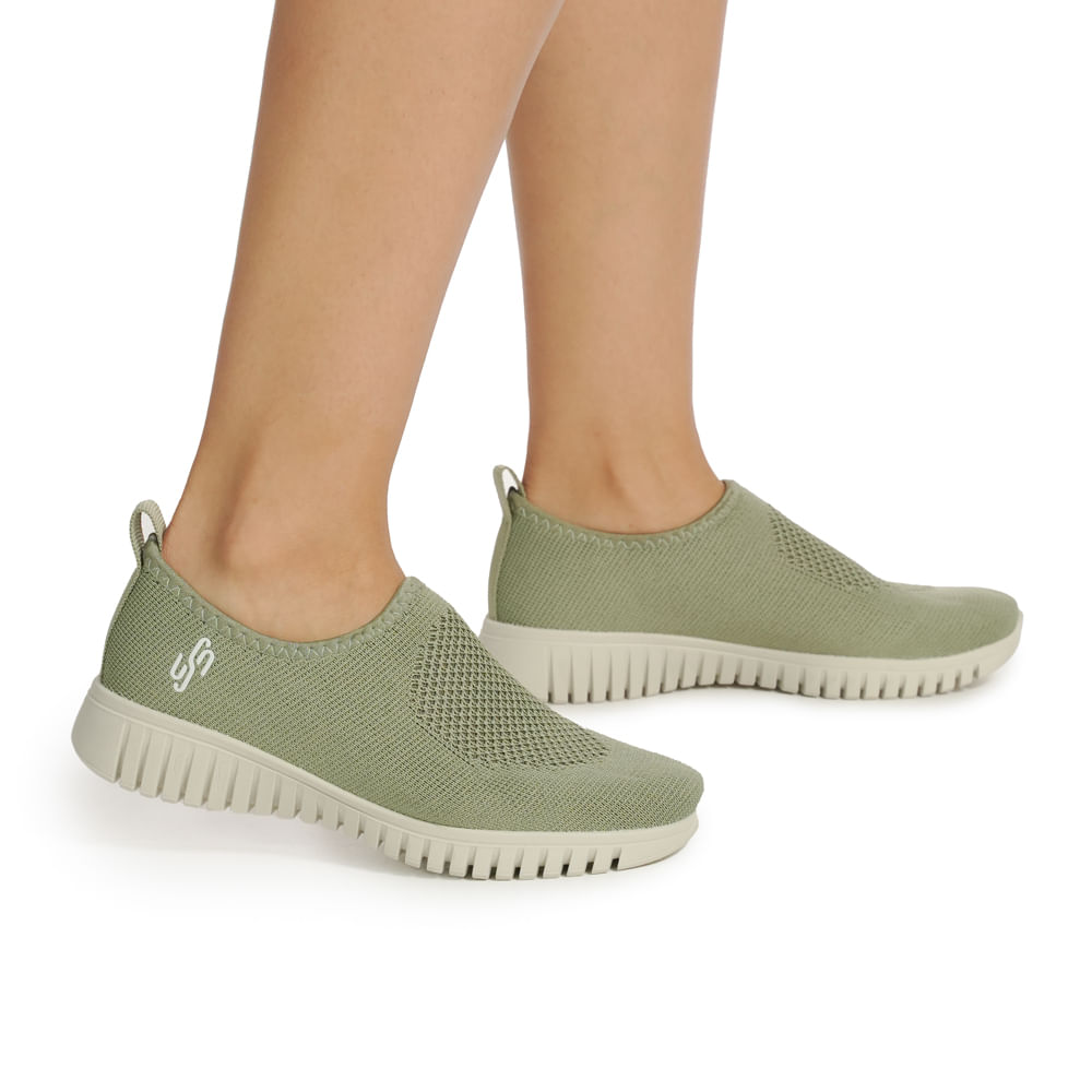 Tênis Usaflex Slip On Feminino Verde Confortável Oscar