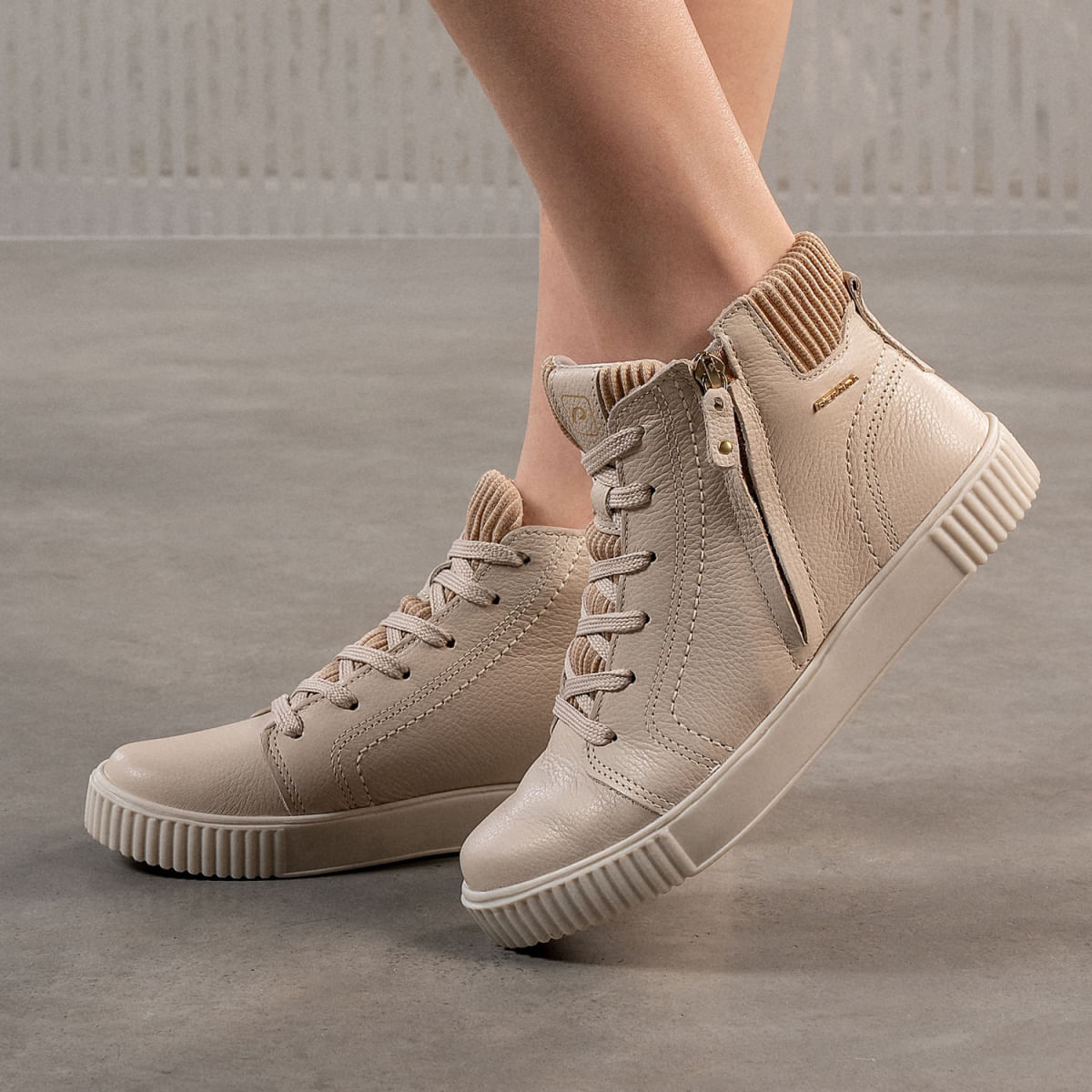 Tênis Casual Tenis Feminino Couro Cano Alto Tenis Branco Feminino