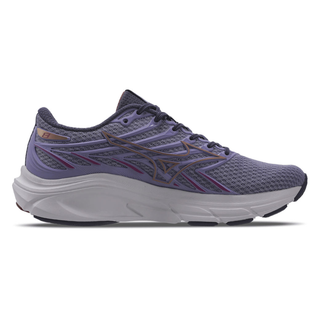 Tênis Mizuno Jet 8 Feminino lilás vista lateral direita com design moderno