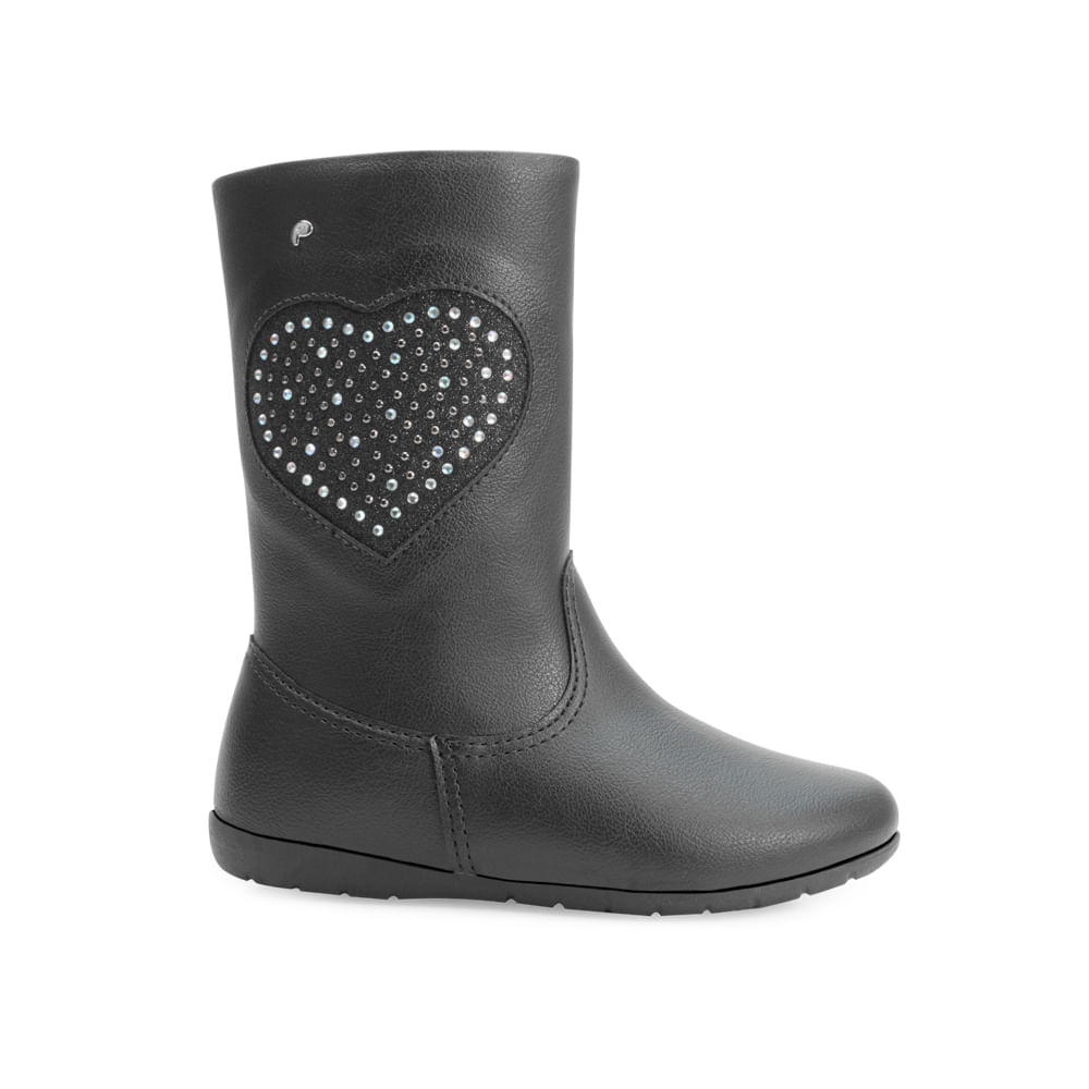 Bota Cano Médio Jujuba Pampili Menina Preto Oscar