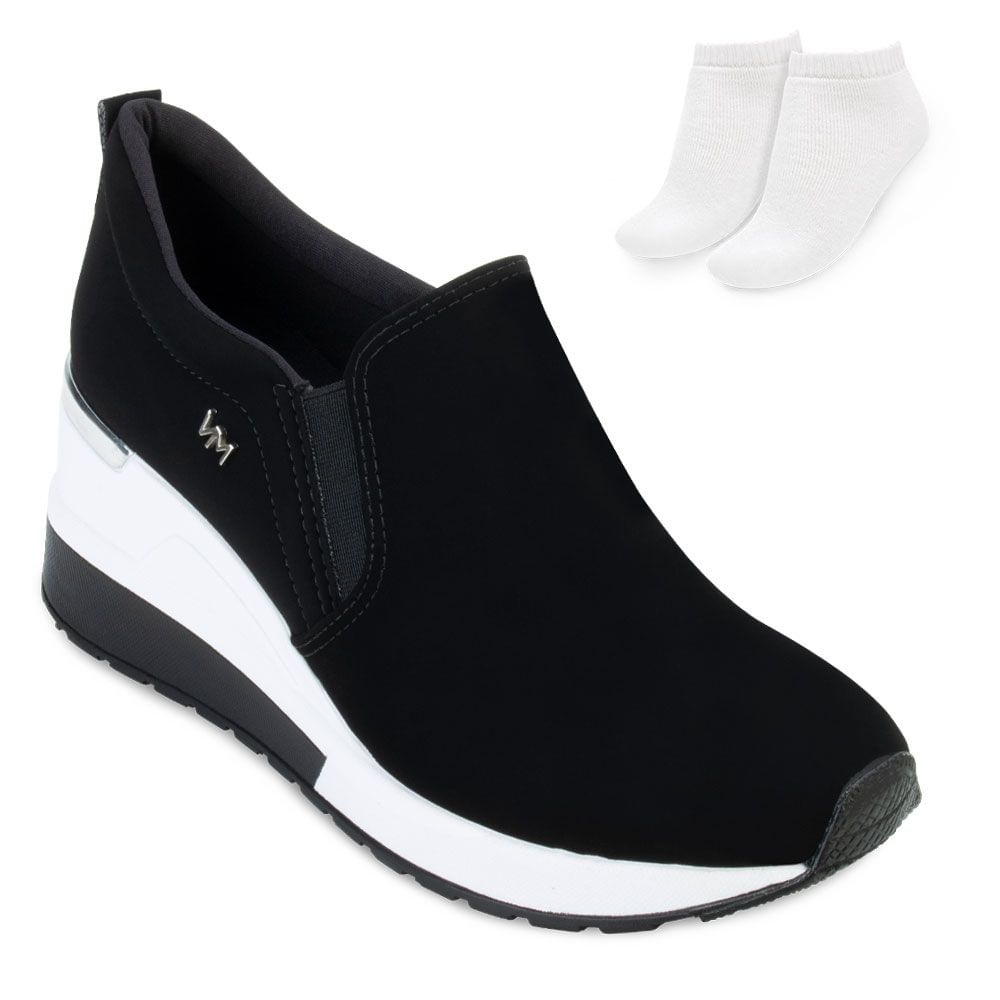 Tênis Slip On Via Marte e Meia Feminino Preto VM23-231901 Oscar