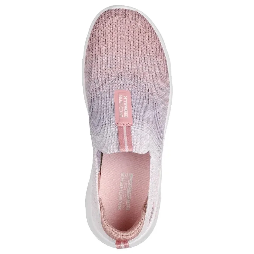 Tênis Skechers Go Walk Flex Feminino Rosa em vista frontal mostrando conforto e design