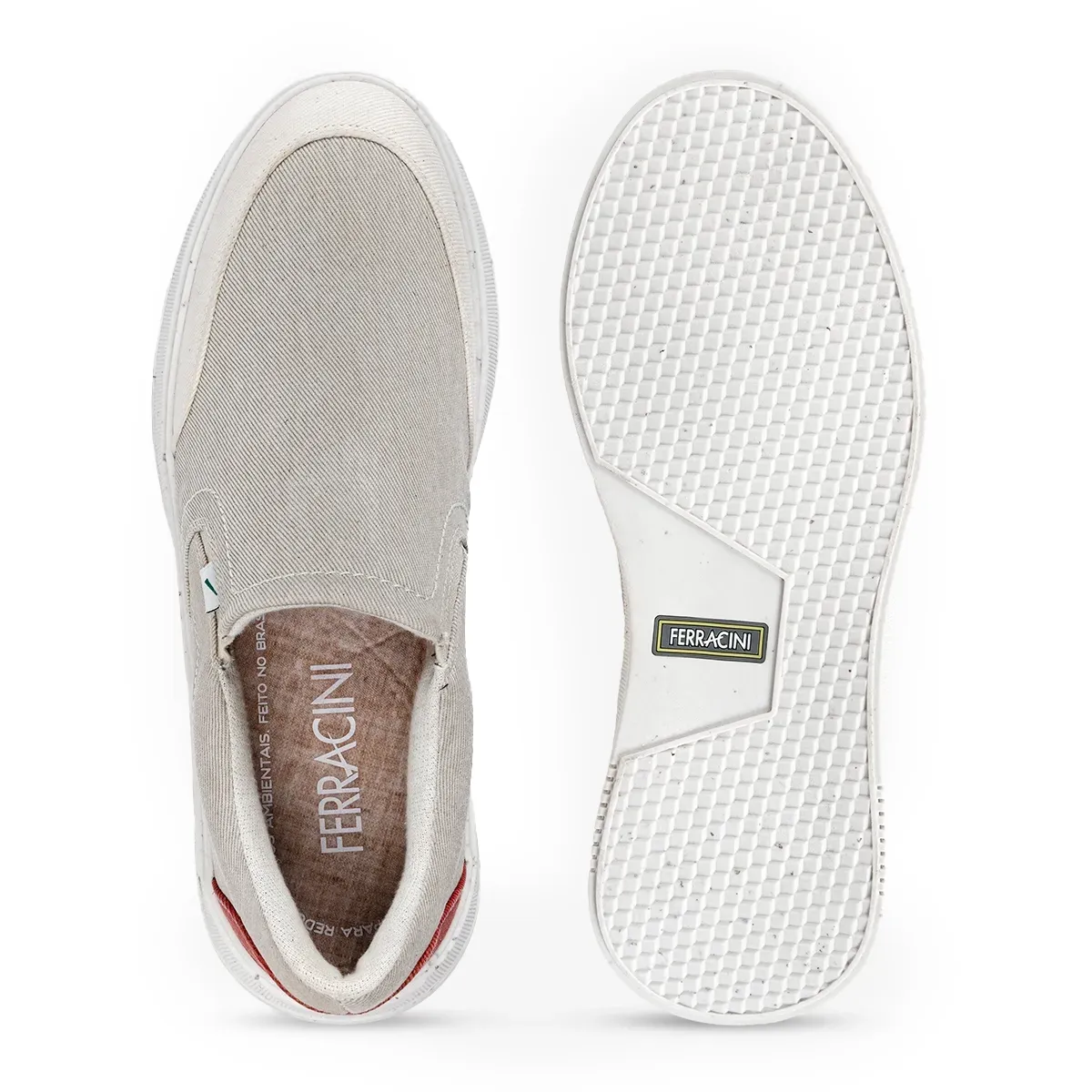 Sapato Ferracini Kingston masculino cinza visto de cima destacando solado e palmilha