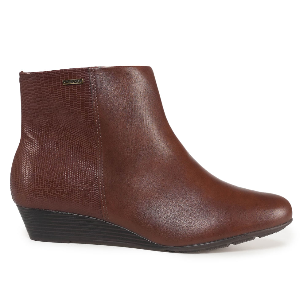 Bota Modare Ultra Conforto Feminina Marrom Cano Baixo Salto 3cm