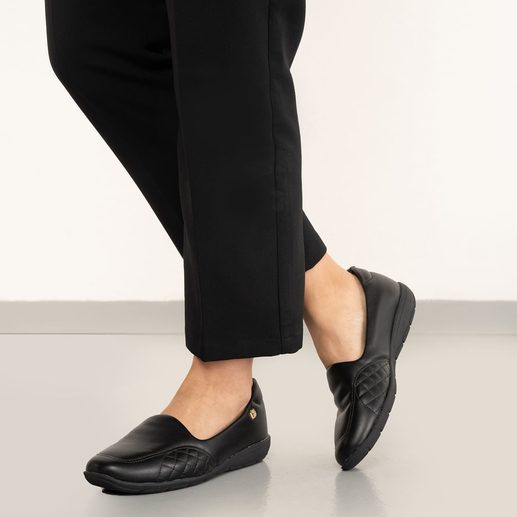 Sapato Modare Pele Stretch Feminino Preto Salto Baixo Oscar