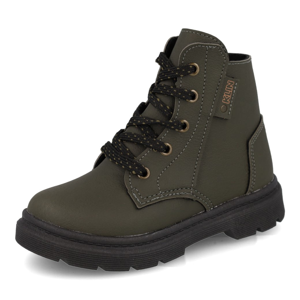 Bota Coturno Klin Menino Verde Militar Cano Médio Oscar
